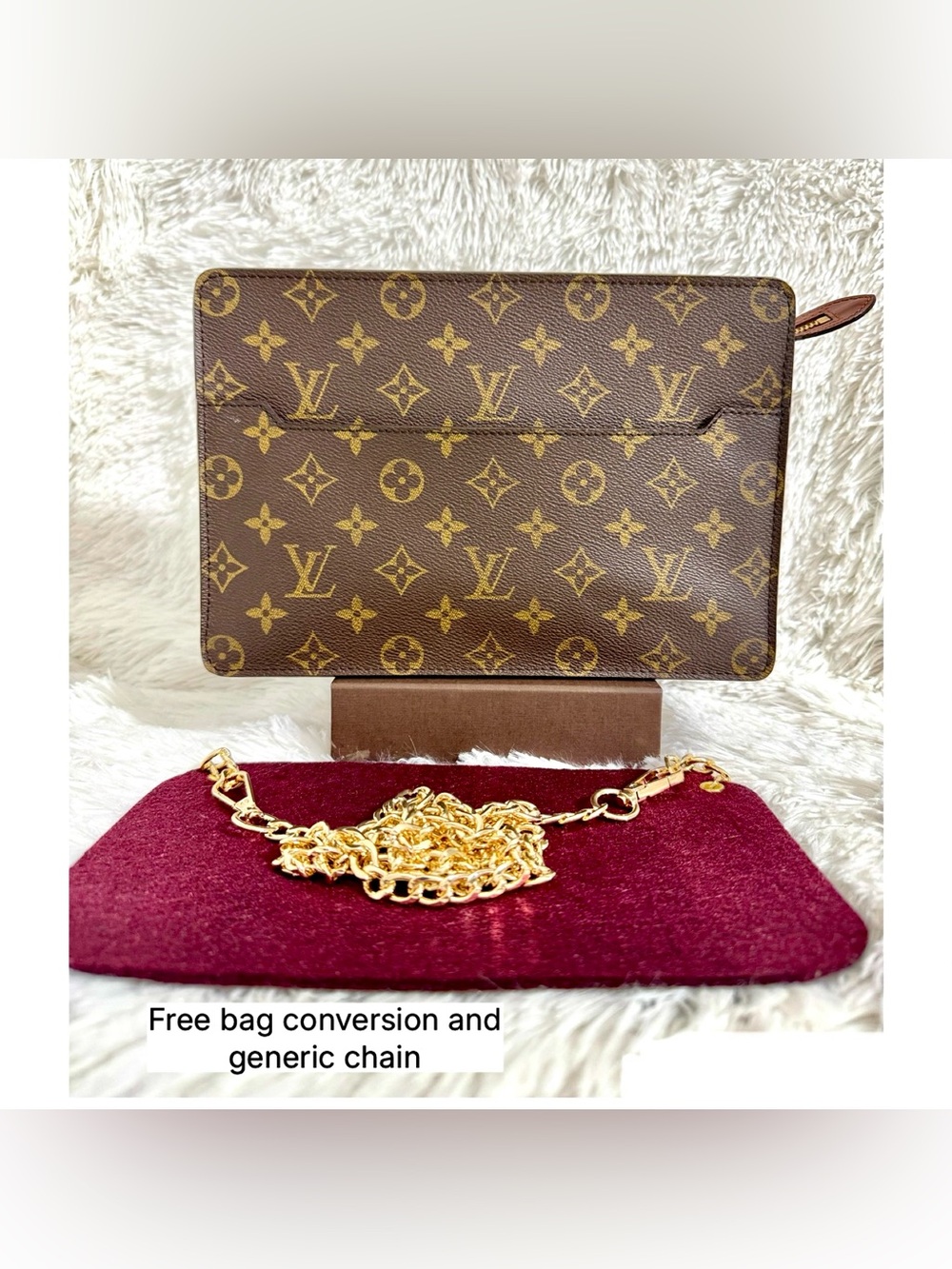 LOUIS VUITTON Monogram Coated Canvas Homme Clutch Bag Brown Authentic Vintage